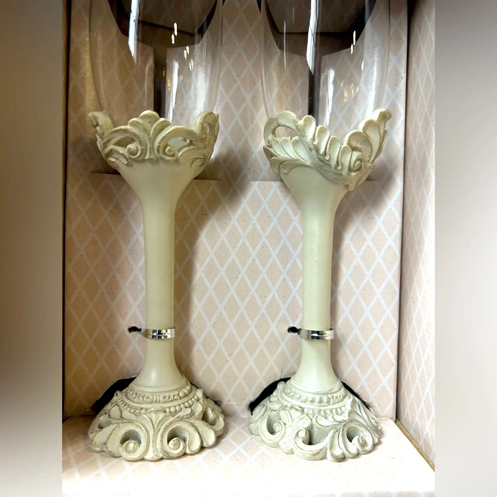 Vintage Toasting Flutes wedding wine champagne glasses 🥂 shabby chic glam pretty